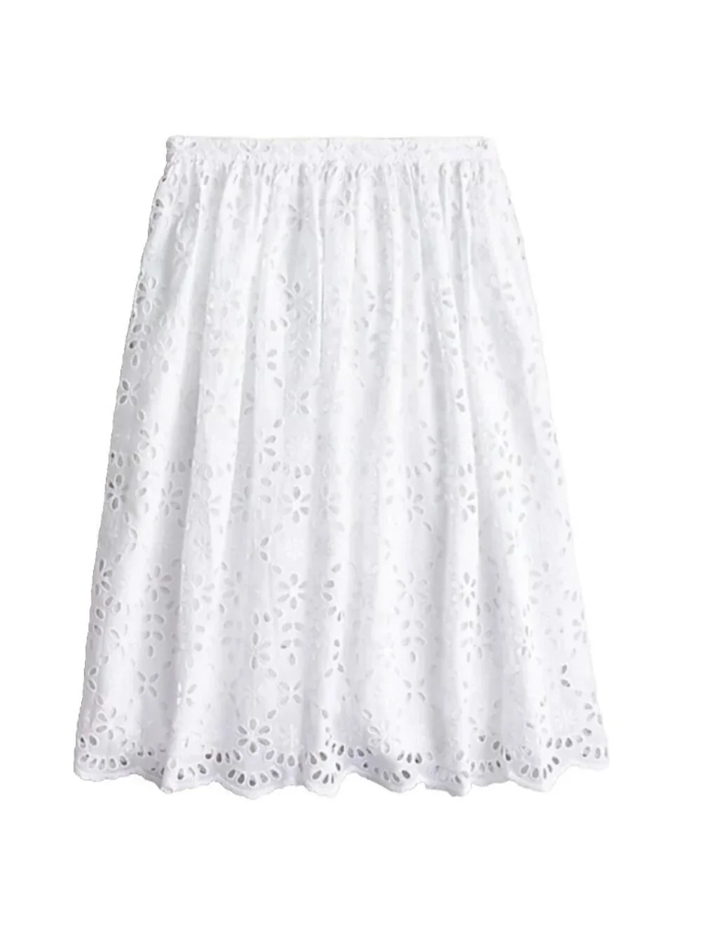 NWT J.Crew Full Midi in White Embroidered Eyelet A-line Skirt 4